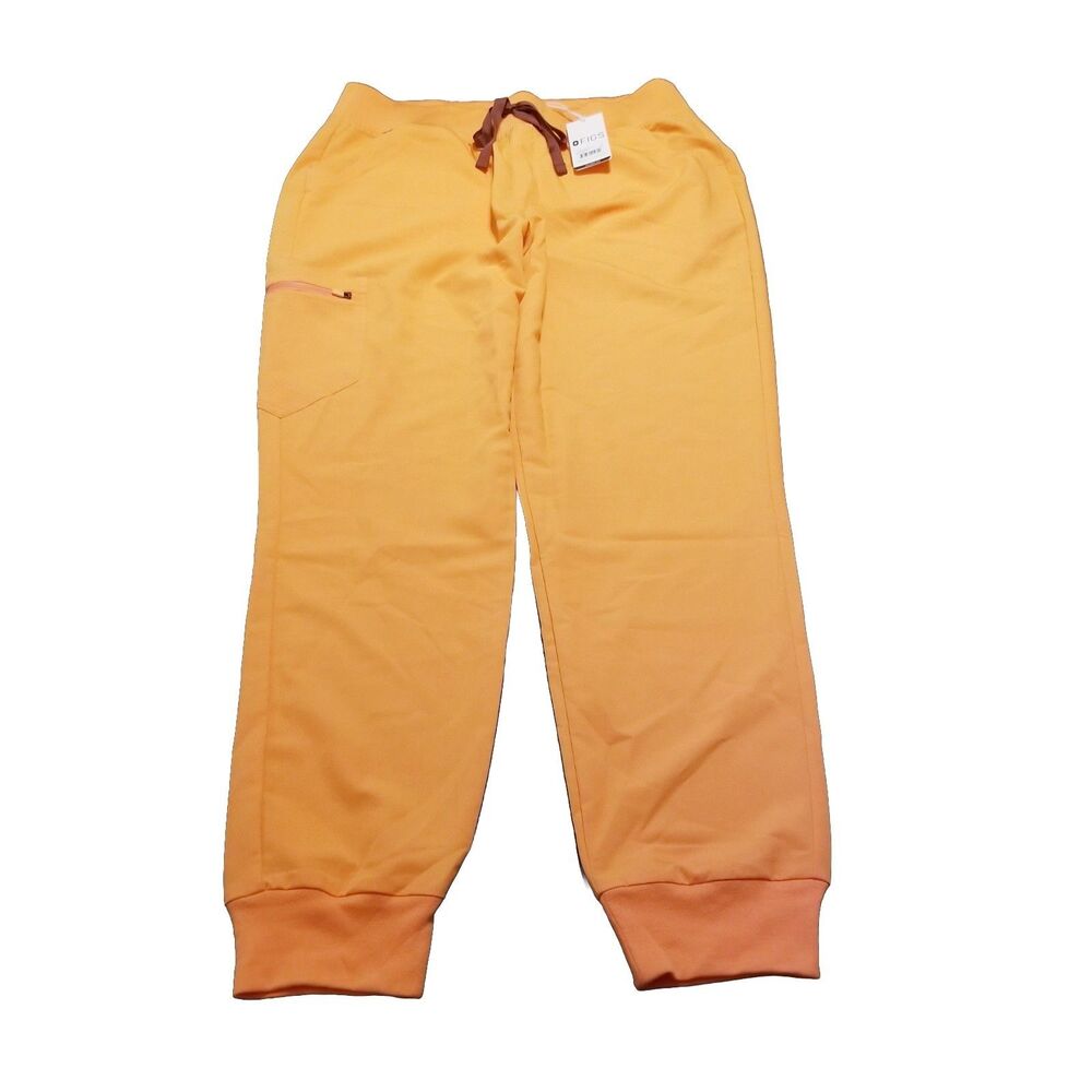 Figs High Waisted Zamora Pants Women Size XL Orange Jogger Scrubs (34x30.5) NWT